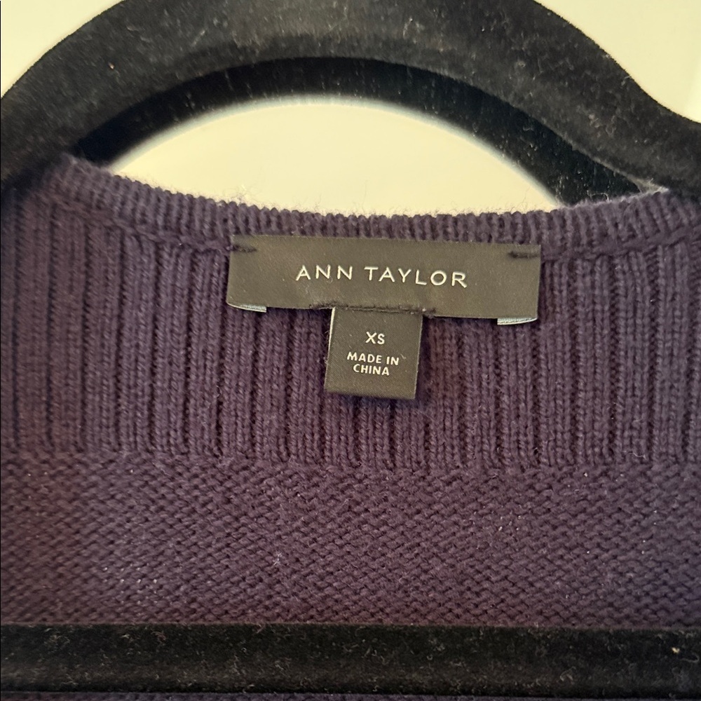 🔶️5 for $30🔶️ Ann Taylor Womens Navy Blue Open Front Duster Cardigan Sweater XS - Picture 2 of 6